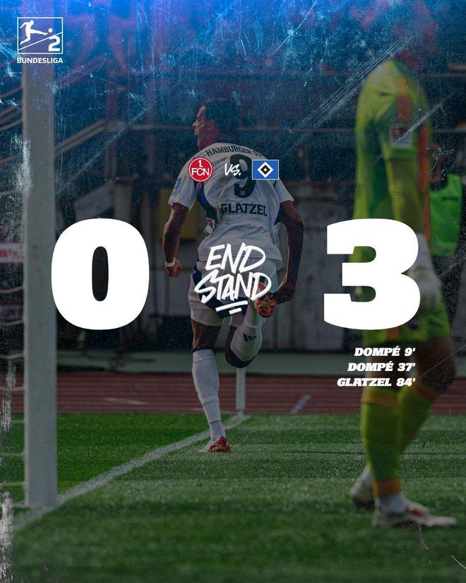 漢堡近勝榜首，德甲近在咫尺！3-0大勝紐倫堡！