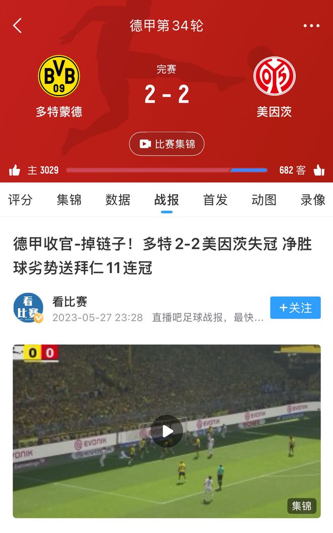 美因茨逼平多特，助拜仁奪冠。兩年后，再戰(zhàn)冠軍局。