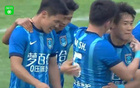 南通支云勝青島紅獅，葉道馳進球，小里瓦爾多錯失良機。